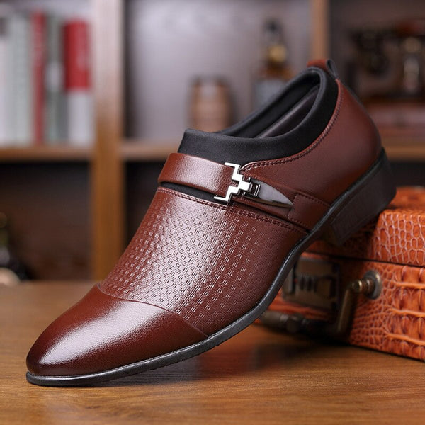 Chaussures Formelles Hommes En Cuir Slip On Flats Oxford  De Mariage D'affaires