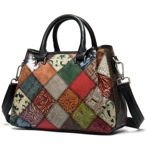 Sac à main en cuir véritable pour femmes à bandoulière patchwork designer sacs