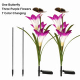 Lampe Led Plante Solaire Extérieure Imperméable 7 Couleurs Changent Papillon Fleur