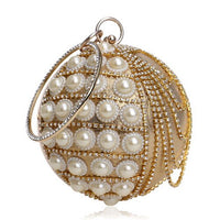 Sac A Main Sphère Strass Gland Femmes Soirée Sac Perles Diamants Embrayage Rond