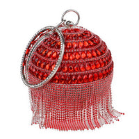 Sac a main Circulaire Femmes D'embrayage Tassel Strass Soirée Sacs Acrylique Perlée