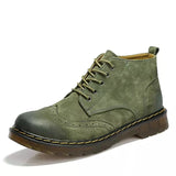 Bottines Cuir Véritable Hommes Automne Hiver Bottines Mode Chaussures À Lacets