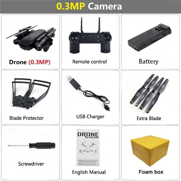 Drone LAUMOX M70 RC Cam HD 4K / 1080p / 720p Pro FPV 4coptère pliable retour Clé