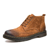 Bottines Cuir Véritable Hommes Automne Hiver Bottines Mode Chaussures À Lacets