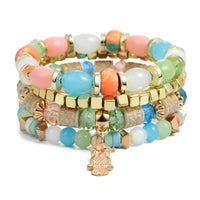 Bracelets Perles pour Femmes Vintage Résine Pierre Bijoux Ethniques Multicouches Perles