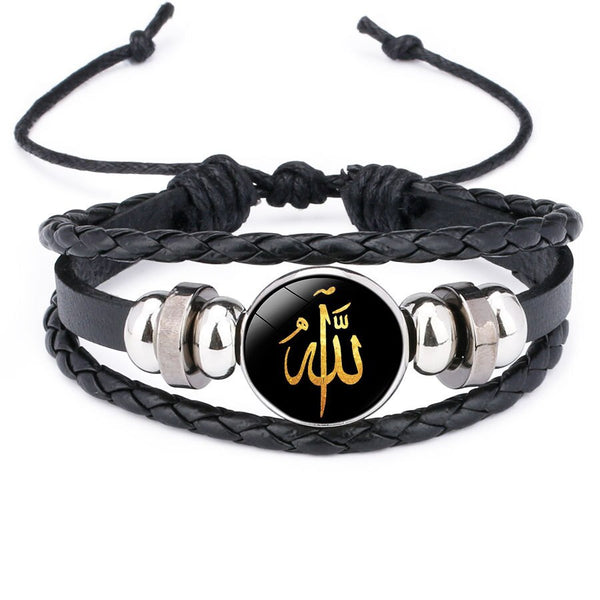 Bracelet Muhammad Islam musulman Allah Temps Gem Unisexe En Cuir Bijoux Cadeau