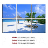 Tableau Hexaptyque Toile Déco HD Décoration Mur Vue Sur Mer Cocotier Peinture HD