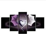 Tableau Coeur De Dragon 5 Pcs Toile Violet et Blanc Peinture Affiche Décor Magnifique