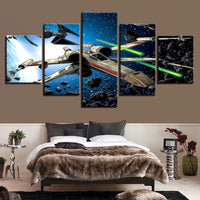 Tableau Star Wars X-Wing T65 Toile Imprimée HD Mur Art Affiche Cadre Déco 5 Panneaux