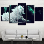 Tableau Loup Blanc toile intissée Imprimer HD Affiches Modulaires 5 Panneaux Abstrait