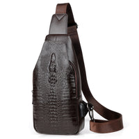 Sac Poitrine Alligator Messenger Sac USB Chargement Crossbody Bag Homme Crocodile