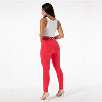 Pantalon Melody Red Skinny Leggings Coton Femme Workout Jegging Mi Taille Collants