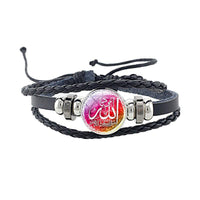 Bracelets cuir noir multicouche arabe dieu musulman Allah Bracelet coran islamique