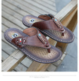 Nouvelles pantoufles été tongs hommes plage en cuir sandales chaussures confortables