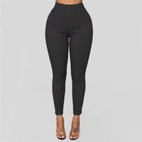 Pantalon crayon femme Sexy Skinny Stretch couleur unie Leggings pantalon taille haute