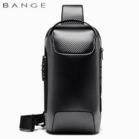 Sacoche hommes étanche multifonction Fibre de carbone motif sac à bandoulière USB