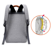 Sac à dos gris unisexe d'affaires pour ordinateur portable 15 pouces étanche anti-vol