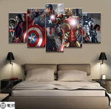 Tableaux Déco HD 5 Panneaux The Avengers Iron Man Captain América Film Toile Décor