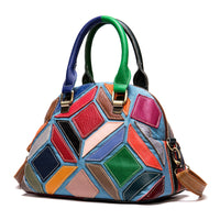 Magnifique Sac à main pour femme à bandoulière en cuir véritable designer patchwork