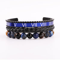 Bracelet pour homme en acier inoxydable haute qualité bijoux bleu romain œil de tigre