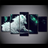 Tableau Loup Blanc toile intissée Imprimer HD Affiches Modulaires 5 Panneaux Abstrait