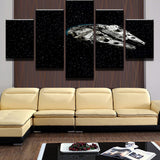 Tableau 5 Pièces HD Star Wars Millennium Falcon Peinture Toile Mur Photo Décoration