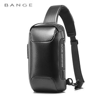 Sacoche hommes étanche multifonction Fibre de carbone motif sac à bandoulière USB