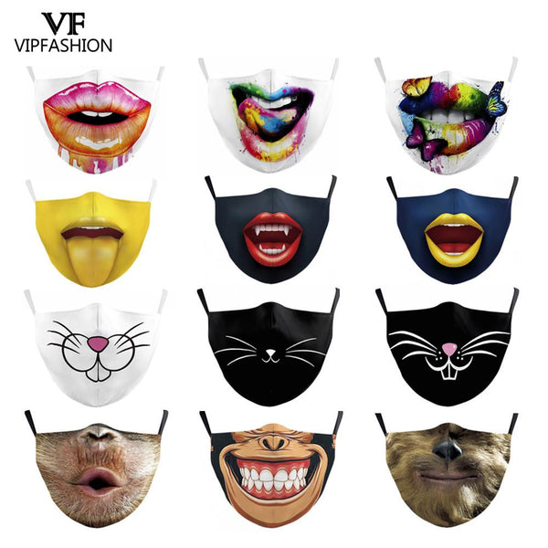 VIP FASHION Fashion Reusable Protective PM2.5 Mask Clown Print Mouth Mask Windproof Mouth-muffle bacteria proof Mask for adult