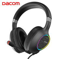 DACOM GH06 Casque de jeu USB stéréo réglable avec micro pour ordi portable/PC/mobile