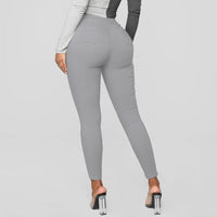 Pantalon crayon femme Sexy Skinny Stretch couleur unie Leggings pantalon taille haute