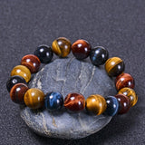 Bracelet 10mm 12mm 14mm mode coloré yeux de tigre perles pierre naturelle unisexe