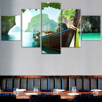 Tableau Toile peinture manteau avec Andamanaise Thaïlande 5 pièces mur Art modulaire