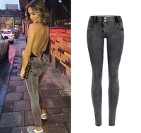 Pantalon High Street Femme Push Up Noir Denim Mujer Taille Basse Super Strech