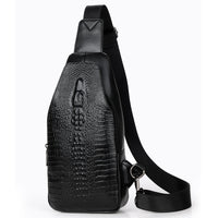 Sac Poitrine Alligator Messenger Sac USB Chargement Crossbody Bag Homme Crocodile