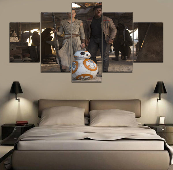 Tableau HD 5 Pièces Film Star Wars BB-8 Caractère Affiche Imprimer Haute Définition