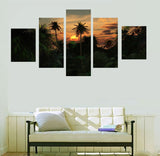 Tableau Polyptyque HD Impression Poster Décoration 5 Pièces Tropical Cocotiers Pays