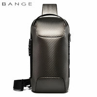 Sacoche hommes étanche multifonction Fibre de carbone motif sac à bandoulière USB