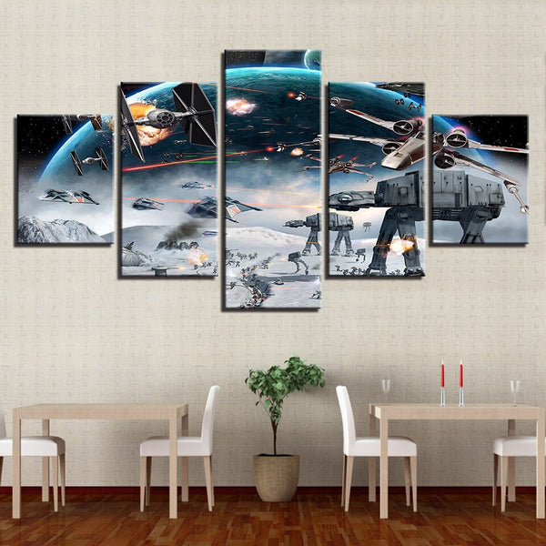 Tableau Déco HD Impressions Peintures 5 Pièces Millennium Falcon X-Wing Star Wars