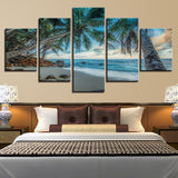 Tableau Modulaire Toile Photos Moderne HD Impression 5 Pièces Cocotiers Des Caraïbes