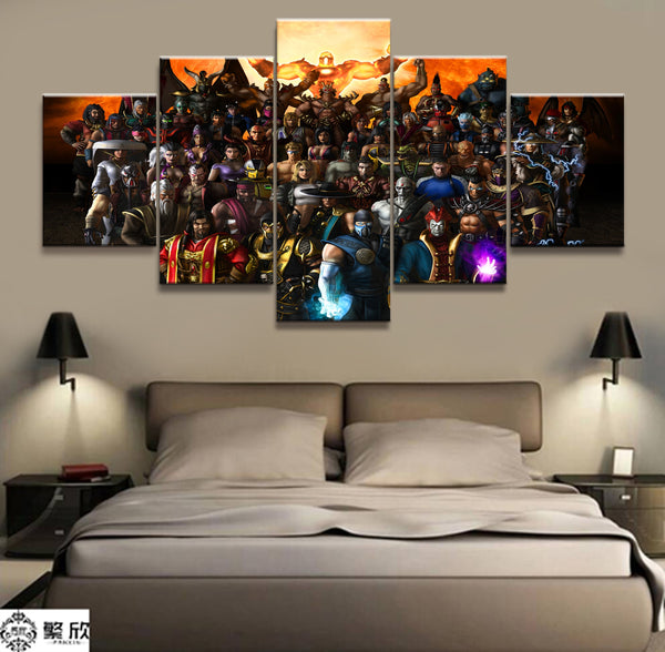 Tableau HD Haute Résolution 5 Panneau Mortal Kombat Jeu Toile Imprimée Multicolore