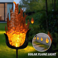 Lampe Solaire De Jardin 2pcs  effet de flamme fer + en plastique LED lumière de jardin