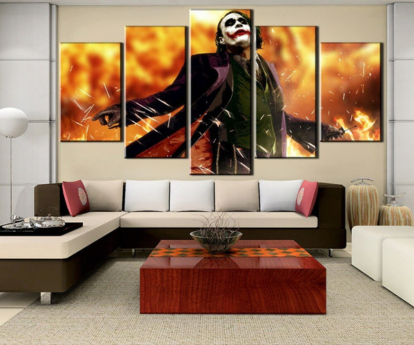 Tableau Pentaptyque 5 Panneaux Imprimer HD Batman Joker Gloire Film Déco Salon