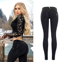 Pantalon High Street Femme Push Up Noir Denim Mujer Taille Basse Super Strech