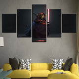 Tableau Décoratif HD Imprime 5 Pièces Chevet Fond Star Wars Maitre Yoda Sabre Laser