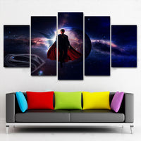 Tableau Décoratif HD 5 panneaux Toile Art DC Superman Lune Mouche Logo Peinture