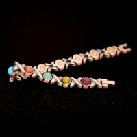 Bracelet De Placage De Cuivre De Santé Femmes Classique Pierres Colorées Magnétique