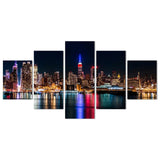 Tableau Déco HD Cadre New York De Nuit Peinture Art Imprimé Modulaire 5 Panneaux