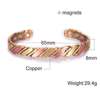 Jolie Bracelets Santé En cuivre torsadés pour femmes Rose Gold-couleur Santé Énergie