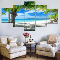 Magnifique Tableau HD Imprimé 5 Pièce Toile Art Des Maldives Îles Palmier Océan