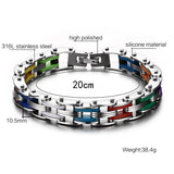 Bracelet en acier inoxydable silicone arc-en-ciel Vnox fait main 9 couleurs pour Unisexe